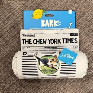 Bark Chew York Times Dog Toy in White and Black
